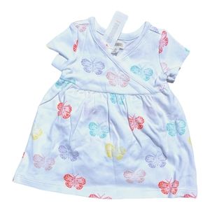 Gymboree Girls 3-6m White w/ Multicolor Butterfly Print Dress w/ Diapercover